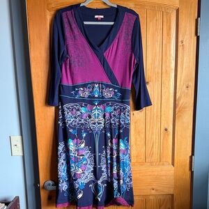 Joe Browns Purple and Blue Long Sleeve Dress
